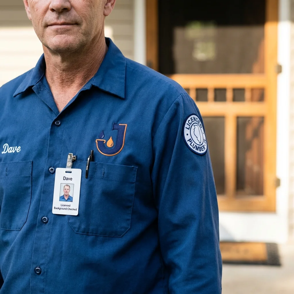 Licensed plumber showing ID badge in Lillington, NC